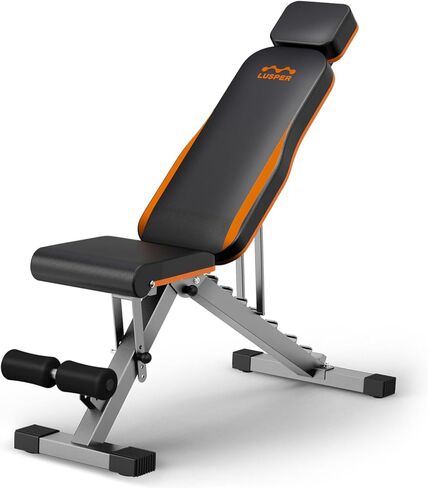 Lusper Adjustable Weight Bench Foldable - 660/800 Lb Stable Workout Bench, Extended head and neck protection design, 3 Sec Fast Folding Multi-Purpose for Full Body Workout in Saudi Arabia