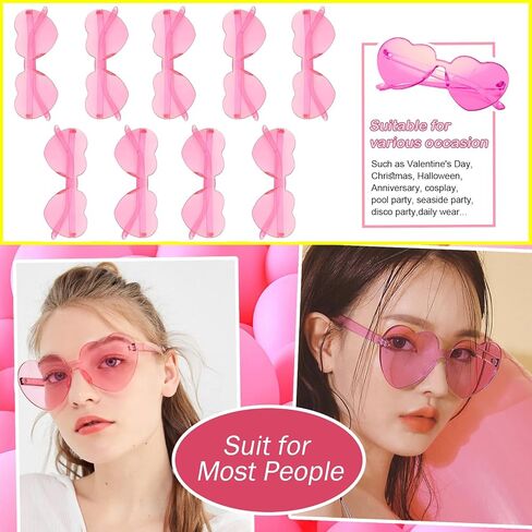 9 Pack Heart Shaped Sunglasses Rimless Heart Glasses for Bachelorette Party Birthday Decorations Party Favors in Saudi Arabia