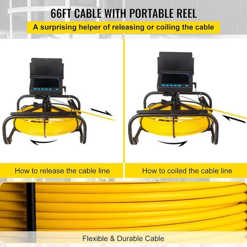 VEVOR Sewer Camera, 98.4 ft / 30 m Pipe Drain Inspection Camera, 4.3" Plumbing Camera with DVR Function and LED Lights, 16 GB SD Card, Waterproof IP68 Industrial Endoscope for Home Wall Duct Drain Pip in Saudi Arabia