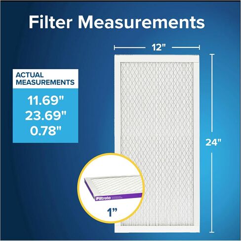 Filtrete 14x25x1 AC Furnace Air Filter, MERV 12, MPR 1500, CERTIFIED asthma & allergy friendly, 3 Month Pleated 1-Inch Electrostatic Air Cleaning Filter, 4-Pack (Actual Size 13.81x24.81x0.78 in) in Saudi Arabia