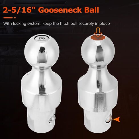 طقم كرة ربط Gooseneck من Puck متوافق مع 2013-2024 Dodge Ram 2500 3500، كرة 2-5/16 بوصة ومراسي سلسلة أمان 2X بديلة لـ 60618، GNXA2062 (بحد أقصى 30000 رطل. GTW) in Kuwait
