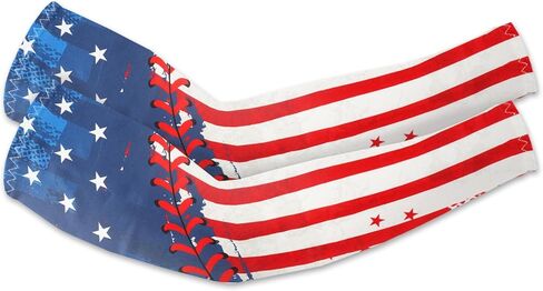 American Independence Patriotic Arm Sleeves USA Flag Cooling Arm Covers Sun Protection Arm Guards Unisex Sports Basketball Cycling American Ice Silk UV Protection Sleeves Style D in Saudi Arabia