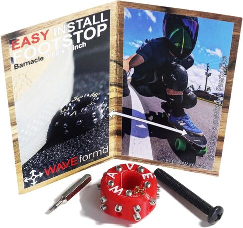 ترقية قبضة Barnacle Footstop لألواح التزلج الطويلة أو المنحدرات أو التزلج على الأمواج (مجموعة مجمعة مع ملحقات وأداة، مسامير معدنية سوداء + فضية، برميل منخفض 0.60 بوصة) in Saudi Arabia