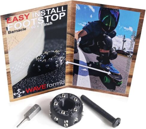 ترقية قبضة Barnacle Footstop لألواح التزلج الطويلة أو المنحدرات أو التزلج على الأمواج (مجموعة مجمعة مع ملحقات وأداة، مسامير معدنية سوداء + فضية، برميل منخفض 0.60 بوصة) in Saudi Arabia