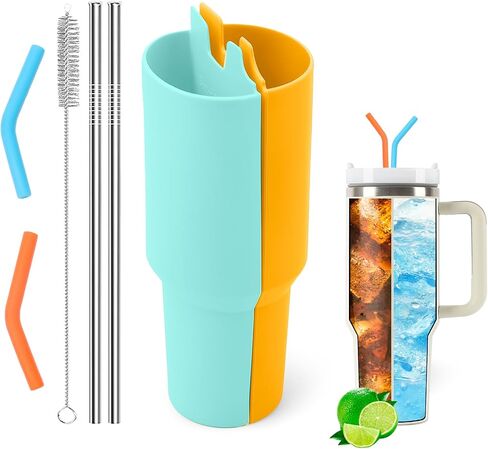 Silicone 2-in-1 Cup for Stanley Cup 40 oz compatible with Stanley Cup Accessories,Double Drinks Bag Fit Stanley Cups Dispense Different Beverages (Cream) in Saudi Arabia