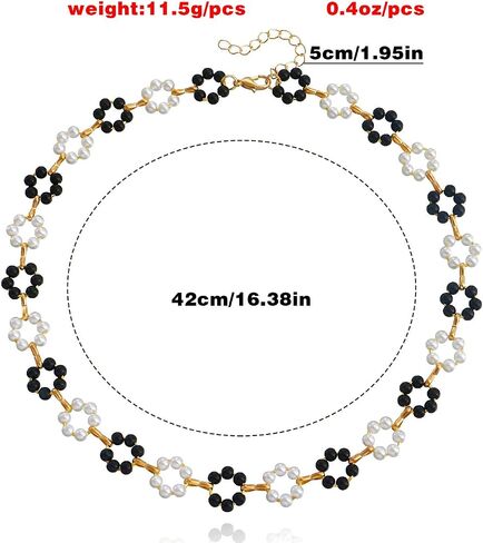 Daisy Pearl Necklace, Dainty Pearl Choker Necklace for Women with Green Emerald Crystal,Handmade 14k Gold Flower Necklace for Women Cute Necklace Daisy Present as Bride Necklace Wedding Jewelry in Saudi Arabia