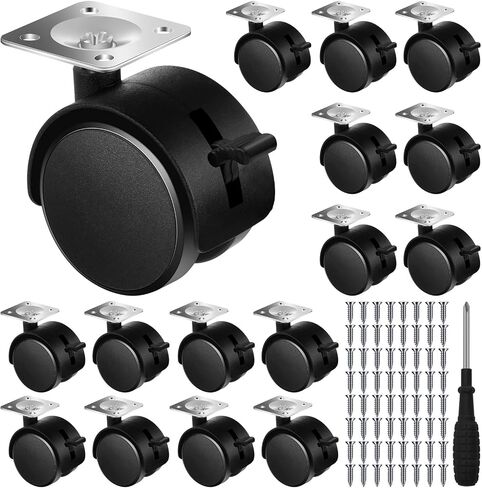 8 Pcs 1.5 Inch Caster Wheels for Cart with Brake Swivel Furniture Caster Wheels Small Nylon Plastic M8 Threaded Stem Castor Wheels for Rolling Cart Table Chair Cabinet, Black in Saudi Arabia
