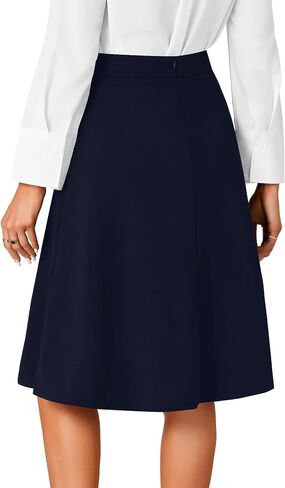 Rooscier Women's High Waist Pleated Flared A Line Elegant Midi Skirt with Pockets in Saudi Arabia