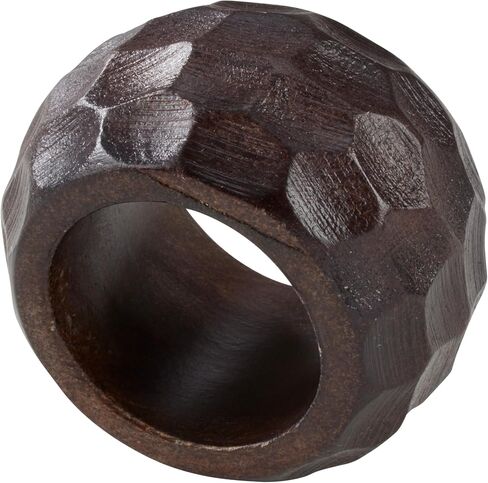Saro Lifestyle Chunky Wood Napkin Rings (Set of 4), Coffee in Saudi Arabia