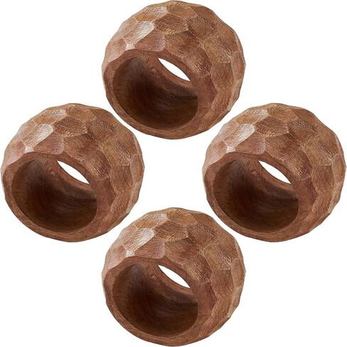 Saro Lifestyle Chunky Wood Napkin Rings (Set of 4), Coffee in Saudi Arabia
