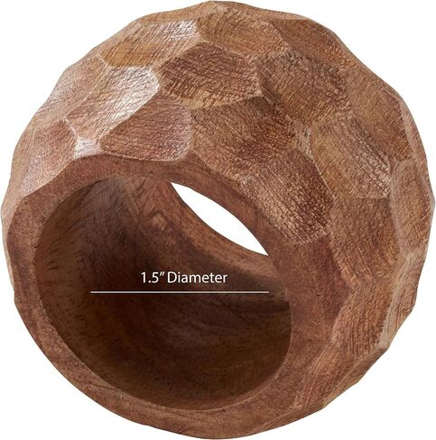 Saro Lifestyle Chunky Wood Napkin Rings (Set of 4), Coffee in Saudi Arabia