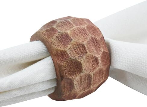 Saro Lifestyle Chunky Wood Napkin Rings (Set of 4), Coffee in Saudi Arabia