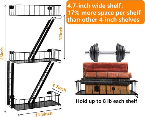Fire Escape Shelf Fire Escape Wall Shelf Wall Mounted Floating Shelf Black Metal Shelf 4 Tier in Saudi Arabia
