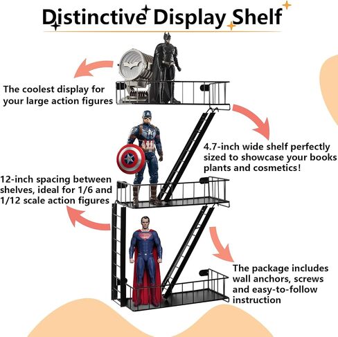 Fire Escape Shelf Fire Escape Wall Shelf Wall Mounted Floating Shelf Black Metal Shelf 4 Tier in Saudi Arabia