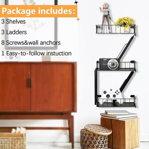 Fire Escape Shelf Fire Escape Wall Shelf Wall Mounted Floating Shelf Black Metal Shelf 4 Tier in Saudi Arabia