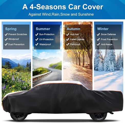 10 طبقات غطاء سيارة مقاوم للماء في جميع الأحوال الجوية للسيارات والمطر والثلج وحماية من الأشعة فوق البنفسجية ومقاوم للرياح في الهواء الطلق غطاء سيارة كامل غطاء ثلجي للسيارة مع القطن، مناسب لسيارة السيدان الكبيرة A11 (الطول من 209 إلى 218 بوصة) in Kuwait