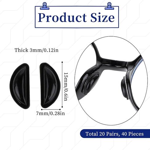 20 Pairs Eyeglass Nose Pads Adhesive Glasses Nose Pads 3mm Air Bag Eyeglass Nose Pads Silicone Eyeglass Nose Pads Nose Pads Anti Slip Soft Cushion Eyeglass Nose Pads for Eyeglasses Sunglasses (Clear) in Saudi Arabia