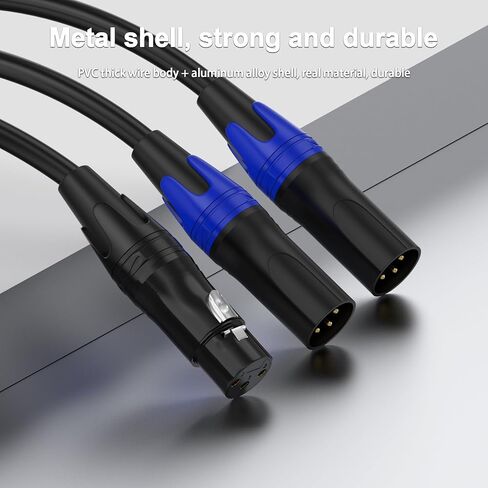 كابل XLR Splitter Y 2 أنثى إلى 1 ذكر، كابل فصل ميكروفون XLR متوازن من اليسار واليمين مزدوج أنثى إلى ذكر واحد، للخلاط/مكبر الصوت/الميكروفون، 3.3FT-2Pack in Kuwait