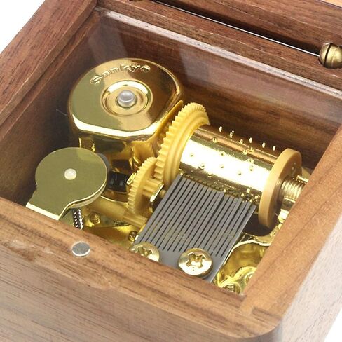 Natural Wooden Music Box with Customizable Photos Wind Up Musical Box Gifts for Christmas,Birthday and Valentine's Day(Simple Wine Red, Tone:When You Wish Upon a Star) in Saudi Arabia
