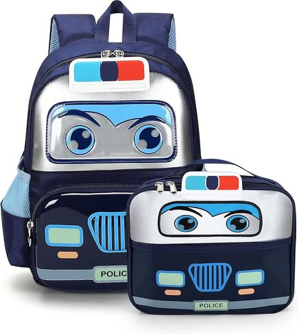 Personalized 3D Police Car Kindergarten Backpack for Boys | Fun Cartoon Preschool Backpack | Ideal Kids Bookbag for Ages 3-6 | Durable, Water-Resistant & Stylish in Saudi Arabia