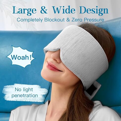 2 Pack Cooling Eye Mask for Sleeping, Innovative Cooling Fabric Sleep Mask, Adjustable Large Size Eye Cover, No Gel, No Eye Cups, Cool Sleeping Masks for Insomnia (Black Grey & Khaki) in Saudi Arabia