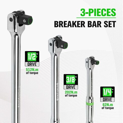 SWANLAKE 1/2 Breaker Bar, 17.5" Length with 180° Rotatable Head, 1/2 inch Drive,CR-V Steel in Saudi Arabia