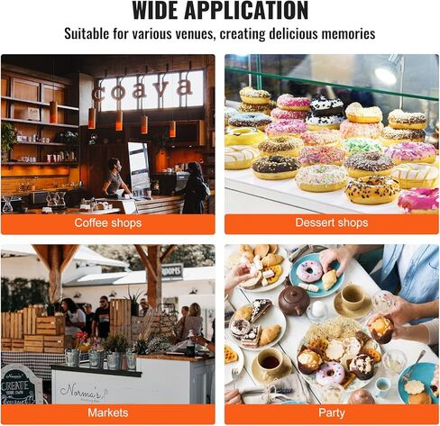 VEVOR Electric Donut Maker, 2000W Commercial Doughnut Machine with Non-stick Surface, 9 Holes Double-Sided Heating Waffle Machine Makes 9 Doughnuts, Temperature 122-572℉, for Restaurant and Home Use in Kuwait