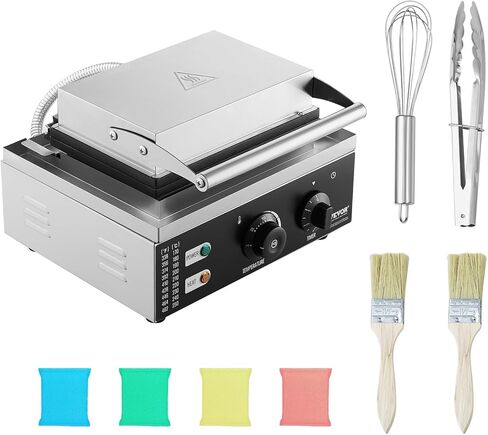 VEVOR Electric Donut Maker, 2000W Commercial Doughnut Machine with Non-stick Surface, 9 Holes Double-Sided Heating Waffle Machine Makes 9 Doughnuts, Temperature 122-572℉, for Restaurant and Home Use in Kuwait