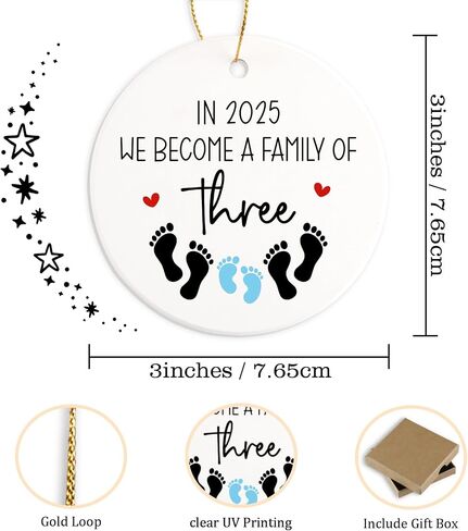 Expecting Baby Ornament Ceramic Ornament Keepsake Sign Round Plaque Pregnancy Announcement for Husband Coming Soon 2025 Baby Announcements Ideas Best Gifts for Expecting Mom Dad in Saudi Arabia