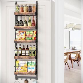 Over the Door Pantry Organizer, Metal Pantry Organizers and Storage, 5-Tier Over the Door Organizer, Pantry Door Organizer for Easy Install, Black