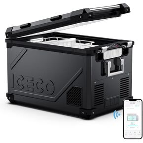 ICECO APL55 Dual Zone Portable Refrigerator Freezer Bluetooth Controlled, 55 Liter 12v refrigerator with SECOP Compressor, DC 12/24V, AC 110-240V, for Truck, Car and Home, -4℉~68℉ (Black) in Kuwait