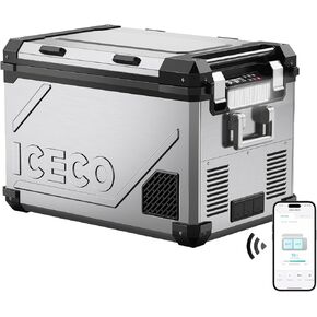 ICECO APL55 Dual Zone Portable Refrigerator Freezer Bluetooth Controlled, 55 Liter 12v refrigerator with SECOP Compressor, DC 12/24V, AC 110-240V, for Truck, Car and Home, -4℉~68℉ (Black)