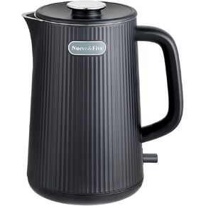 Nueve&Five 1.7L Electric Kettle,Double Wall Electric Tea Kettle,Auto Shut Off,1200W Hot Water Kettle Electric of 304 Stainless Steel-White