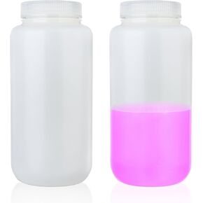Round Plastic Reagent Bottle HDPE Wide Mouth Plastic Bottle, 12pcs of 60ml Sample Sealing Storage Container for Laboratories, Classrooms, or Storage at Home, LVAN001
