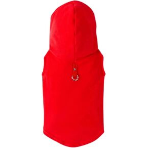 Gooby Fleece Vest Hoodie Dog Sweater - Red, Small - Warm Pullover Dog Hoodie with O-Ring Leash - Winter Hooded Small Dog Sweater - Dog Clothes for Small Dogs Boy or Girl, and Medium Dogs