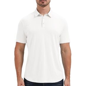 Mens Lightweight Bamboo Viscose Polo Ultra Soft Curved Hem UPF 50+ Short Sleeve Casual Collared Golf Shirt