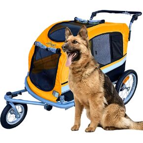Booyah Extra Large Pet Bike Trailer Dog Stroller & Jogger with Shocks Non Tipping. Green/Yellow (Neon Green)