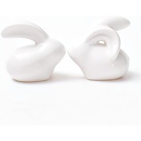Ceramic Bunny Rabbits Ceramic Bunny Figurine Rabbit Decor, Porcelain Modern Art Home Decoration, Statues for Home Decor Easter Bunny Rabbits Bunny Decor (Porcelain White)