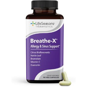 Life Seasons - Breathe-X - Fast Acting Allergy Relief Supplement - Reduce Sinus and Nasal Discomfort - Naturally Boost Immune System - with Quercetin, Bromelain, Nettle Leaf - (180 Count)