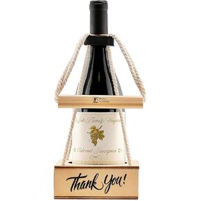 Personalized Wine Gift Box with Thank You Engraving - Perfect for Showing Appreciation and Gratitude, Ideal for Corporate Gifts and Special Occasions - Rope Design