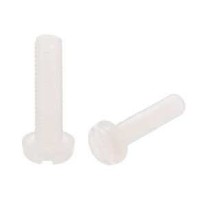 uxcell M4 x 12mm Nylon Machine Screws, Pan Head Slotted Screw Fasteners, 40pcs