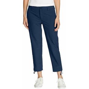 بنطلون كابري Eddie Bauer للنساء مع جيب كارجو بسحاب جانبي - بنطال نسائي للمشي لمسافات طويلة مع حلقة حزام - كابري ريبستوب (أزرق، 10)