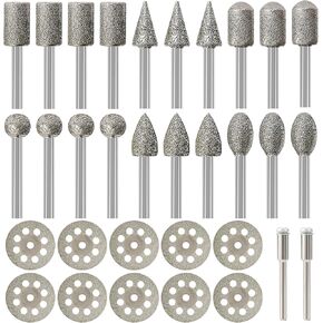 76PCS 1/8inch Shank Power Rotary Tool Accessories Kit for Dremel- includes 45PCS Rotary Cutting Wheels Tool Kit, 20PCS Stone Carving Set Diamond Burr Bits and 11PCS Sanding Drum Set