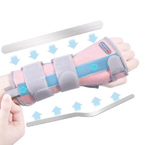 ENLUNTRA Wrist Brace for Carpal Tunnel Relief Night Support ，Wrist Splint with Replaceable Splints and Sling (Right - Pink)