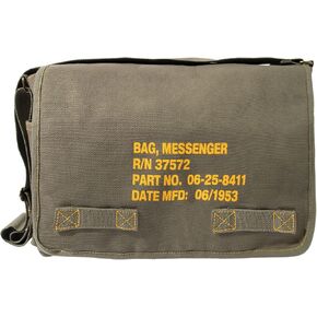 Heavyweight Canvas Classic Messenger Bag With Stencil Crossbody Shoulder Bag, Black