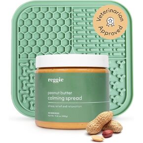 Reggie Calming Spread for Dogs | Natural Peanut Butter to Reduce Hyperactivity, Separation Anxiety, & Stress | Vet-Approved & Ideal for All Ages, Breeds, and Sizes - 30 Servings