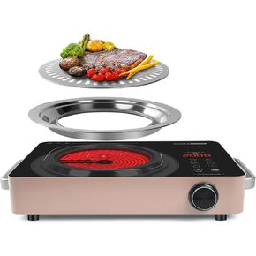 Infrared Single Burner Electric Stove, Portable Small Counter Top Hot Plate for Cooking, 2200W Ceramic Glass Infrared Burner with Touchscreen LCD Display