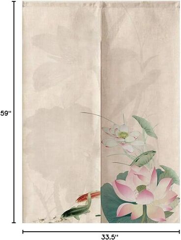 MYRU Japanese Noren Doorway Curtain Tapestry (Fish and Lotus,33.5 Inches x 59 Inches) in Saudi Arabia