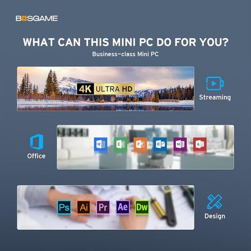 كمبيوتر ألعاب صغير P1، AMD Ryzen 7 5700U (8C/16T، حتى 4.3 جيجاهرتز)، كمبيوتر صغير DDR4 32 جيجابايت رام 1 تيرابايت NVMe SSD، Micro PC يدعم لعبة PS3 من RPCS3 4K@60 هرتز شاشة ثلاثية/BT5.2/WiFi 6E/2.5 جي لان in Kuwait