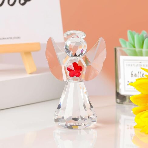 Movdyka Crystal Angel Statues Gifts for Women Glass Guardian Angel Paperweight Angel Figurines Home Angel Decor Art Collectible Angel Figurines Gifts for Mom Grandma in Saudi Arabia